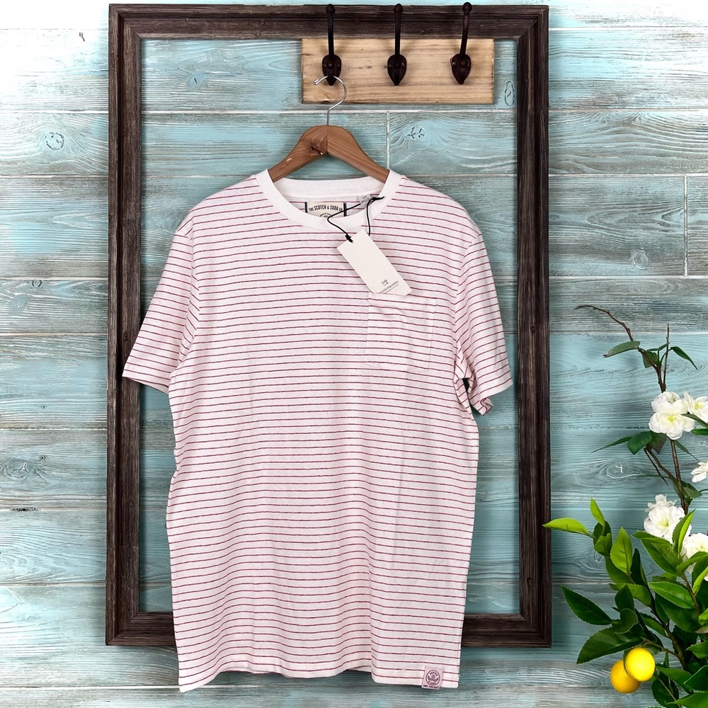 Scotch & Soda Striped “Cotton Linen Tee” 106231 - Picture 6 of 15